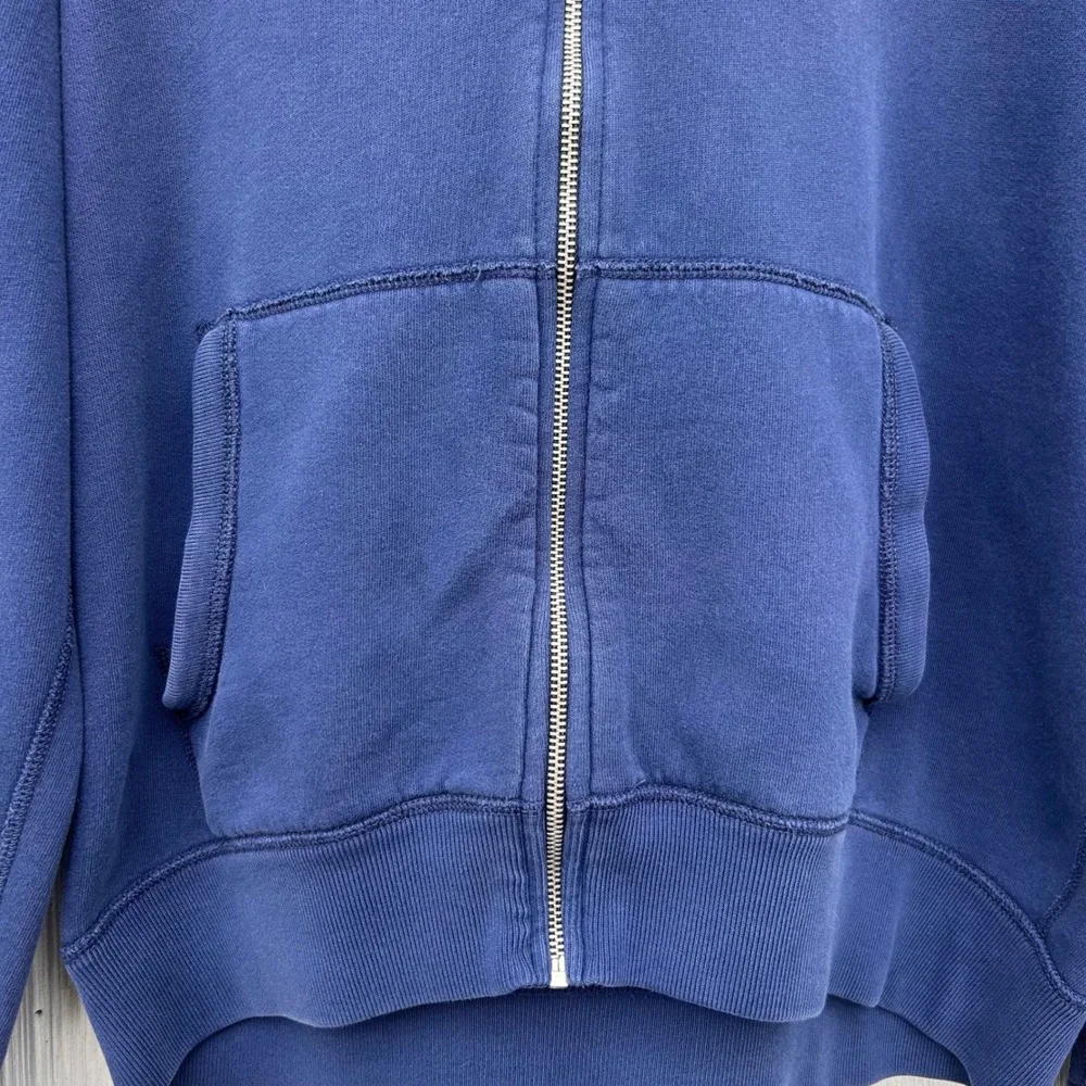 Polo Ralph Lauren Vintage XL Navy Blue Full Zip Hoodie Plaid Lined Hood Red Pony